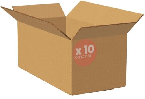 Imballaggi Point - Cajas cartón habana - Dos ondas - 70 x 50 x 30 cm - Cajas para embalaje para envío y mudanza - Protectoras, robustas y resistentes - Juego de 10