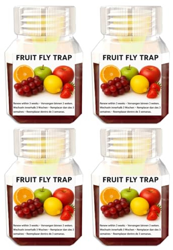Paquet de 4 pièges à Mouches à Fruits Longue durée pour l'intérieur avec appât et Entonnoir spéciaux, Attrape-moustiques moucherons pour Une Utilisation en Cuisine Domicile, Petit Tueur d'inse