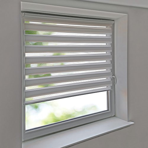 Easy-Shadow Universal Doppelrollo Klemmrollo Außenmaß Breite 160 x 140 cm Höhe - 160x140 cm weiß - Vario Kleberollo Easy&Fix inkl. 2 Stück Klemmträger und Seitenführung