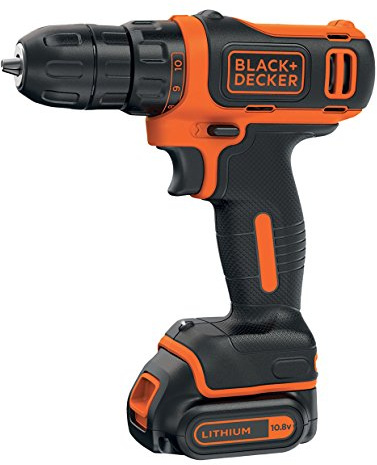 BLACK+DECKER BDCDD12K1B-QW Perceuse-visseuse sans fil - 12 V - 1,5 Ah - Moteur ultra compact - 10 positions - Perçage 25 mm bois et 10mm métal - 2 batteries - Chargeur rapide 1h30 - Livrée en coffret