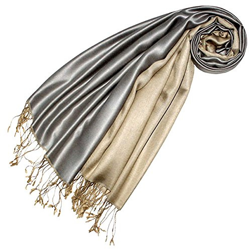Lorenzo Cana Luxus Damen Pashmina Wendeschal 70% Seide 30% Viskose Schaltuch 70 cm x 190 cm zweifarbig Schal Stola wendbar Double Face 78422