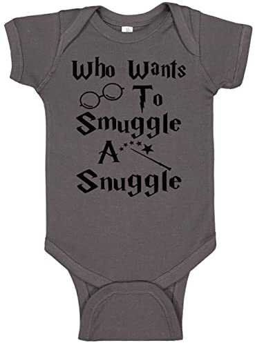 Reaxion Cute Handmade Who Wants To Snuggle - Funny Baby Boy Girl Clothes (0-3 Months, Charcoal)