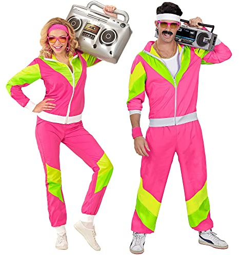 W WIDMANN MILANO Party Fashion - 80er Jahre Trainingsanzug | Kostüm mit Jacke und Hose im Retro-Look, Jogginganzug für Karneval, Mottoparty, Festival