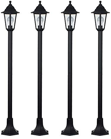 MiniSun | Traditional Victorian Style 1.2m Black Lamp Post Bollard Lights | Post Lights, Home Décor & Improvement Essential | Set of 4 | Mains Wired