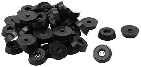 sourcing map 36pcs Rubber Feet Bumper Buffer Feet Furniture Cutting Board Electronic Scale Leg Pads Anti-Slip with Metal Washer, D18x15xH5mm