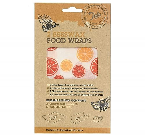 Tala Reusable Beewswax Food Wraps, Citrus Fruit Patterned Design, Mesuring 16 cm x 16 cm