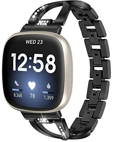 GIMart Kompatibel für Fitbit Versa 3 Metallband, Frauen Mädchen Slim Bling Edelstahl Versa 3 Armband Ersatz Uhrenarmband Band Armband für Fitbit Sense Smartwatch