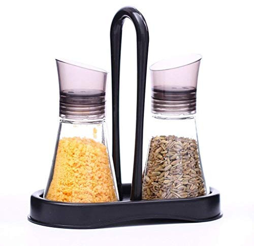 HQQSC Spice jar Spice jar, glass cruet, spice set kitchenware, food storage container with lid with stand Salt pot The seasoning bottle