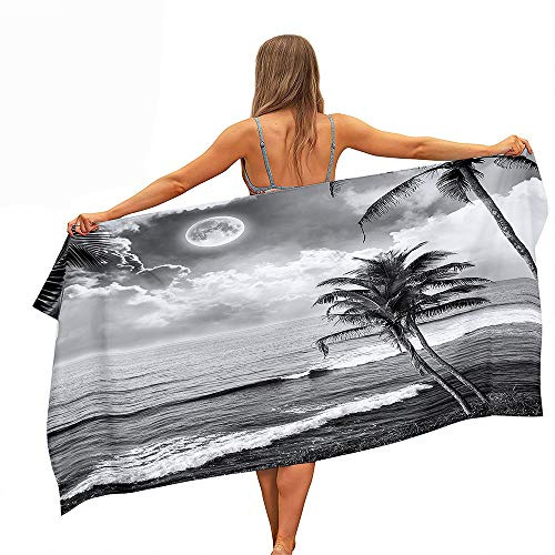Highdi Microfaser Strandtuch Groß, Ozean Sommer Leicht Kompakt Schnelltrocknend Sandfrei Badetuch Sporthandtuch Strandlaken Reisehandtuch Picknickdecke für Erwachsene Kinder (Grau,70x150cm)