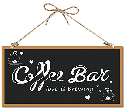 CREATCABIN Targa Decorativa In Legno per Bar Caffetteria Targa In Legno per Decorazioni per La Casa Targa Appesa A Parete Tavola di Legno Cartello per Porta Loving Is Brewing Heart 12 x 6 pollice