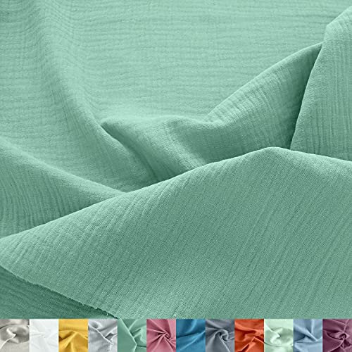 TOLKO 50cm Musselin Stoff Meterware | weicher Baumwollstoff für Kleid Bluse Baby Tuch Decke Tagesdecke Bettwäsche | ÖkoTex Double Gauze | uni Baumwollstoffe Dekostoff Stoffe zum Nähen Meterware