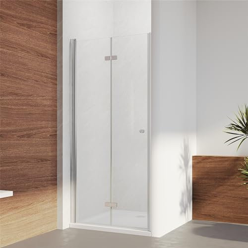 IMPTS Duschtür 100cm Falttür Duschkabine Dusche Nischentür Duschfalttür 180°Duschwand glas 6mm ESG-Sicherheitsglas Höhe 185cm
