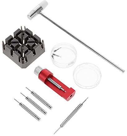 UKCOCO Werkzeugset zum Entfernen und Ersetzen von Uhrengliedern Reparaturset für Uhrenarmbänder mit Hammer aus Hochwertigen Metalllegierungen für Verschiedene Marken und Geeignet