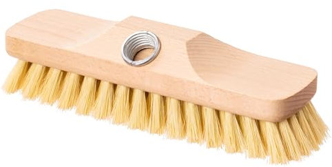 Schrubber, Schrupper aus Holz mit Naturborsten, Bodenbürste für Fliesen, Balkon, Terrasse, Garten, Außen, Innen, Boden