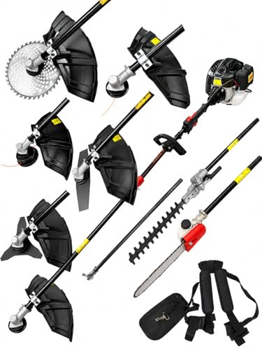 Powertec pro -Desbrozadora multifuncion 7 en 1 -Corta Setos, Césped, Disco y Podadora – 65cc
