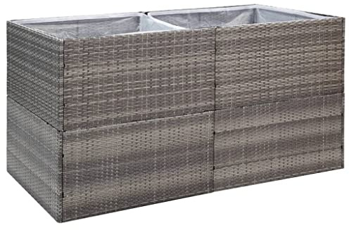 vidaXL Pflanzkübel Hochbeet Blumenkübel Pflanzkasten Pflanzbeet Gemüsebeet Blumenbeet Blumenkasten Garten Grau 157x80x80cm Poly Rattan