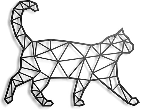 Metalldeko Metall Wandskulptur Schwebender Schatten Stahlskulptur (43x31cm, Walking Cat)