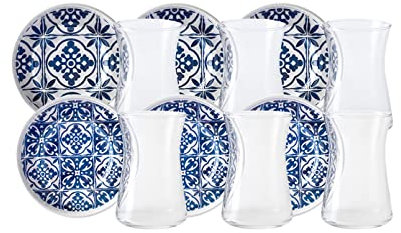Karaca Blue Service à thé 12 Pièces 170 ml