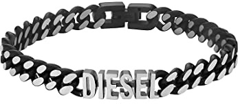 Diesel Bracelet Pour Hommes En Acier, Longueur : 208mm, Largeur : 7.8mm Bracelet En Acier Inoxydable Argenté, DX1386040