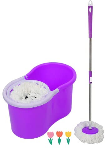 Set Clean Mop Spazzole Mop con meccanismo di centrifuga, Secchio e Spalla Spremiagrumi Semplici da Usare, per Pulizia Pavimento