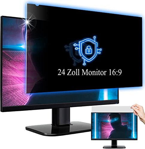 ngningo Computer Blickschutzfolie 24 Zoll für 16:9 Seitenverhältnis Monitor, Sichtschutzfolie Privatsphäre & Anti Blaulicht Sichtschut Displayschutzfolie - BxH: 532mm x 299mm （Nicht für 24'' 16:10）