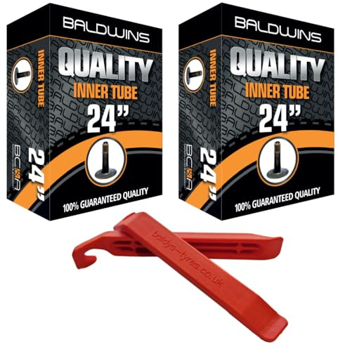 Baldwins Fahrradschlauch 24 x 1,75 bis 2,125 Schrader-Ventil & Baldy's Reifenheber (2 Stück)