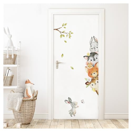 DEKO KINDERZIMMER Wandsticker Türaufkleber mit Name für Kinderzimmer Safari Tiere Wandtattoo Babyzimmer Dschungel Wandaufkleber Wanddeko DK1053-02