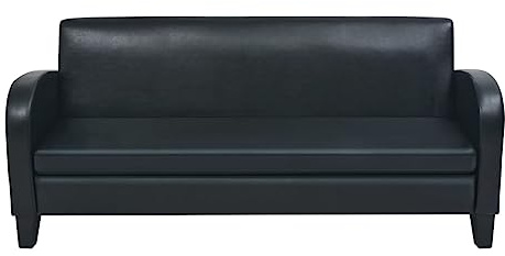 QZZCED Kunden-Sofa Schlafzimmersofa Büro-Sofa 3-Sitzer-Sofa Kunstleder Schwarz für Wohnzimmer, Schlafzimmer, Büro