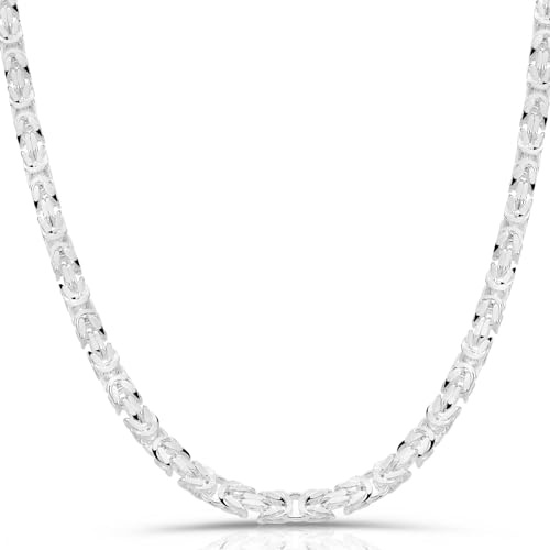 Tony Fein Königskette 5mm 925er Silber Massiv Poliert Diamantiert Glänzende Oberfläche für Damen und Herren Made In Italy