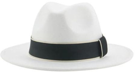 SOYNIA Fedora Trilby Filzhut Hut Männliche Kappen Hüte Für Männer Damen Fedoras Filzhut Vintage Formelle Hochzeit Dekorieren Gürtelband Hut 52–54 cm (Kinder) Weiß