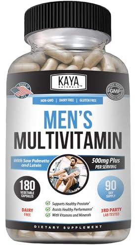Kaya Naturals Multivitamin for Men - Men's Prostate Multivitamin - Multi Mineral Daily Supplement - Pills for Men - Supports Healthy Prostate - Vitaminas para Hombres - 180 Veggie Capsules
