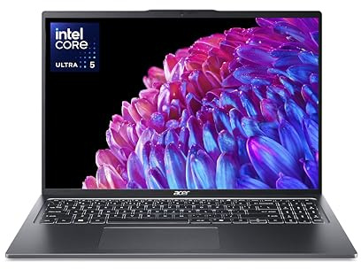 ACER Swift Go 16 SFG16-72-561M, Ordinateur Ultra Portable Copilot 16'' WQXGA IPS 60Hz (Intel Core Ultra 5 125U, RAM 16 Go, SSD 512 Go, Intel Graphics, Windows 11) Laptop Gris, Finition Métal