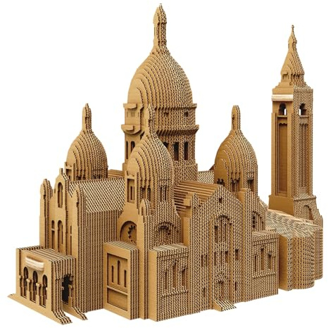CARTONIC Sacré-Cœur de Montmartre 3D-Puzzle aus Karton – Skulptur-Bausatz | 146 Teile, 22 × 17 × 12 cm – Bastelset aus recycelter Pappe zum Stecken & Bemalen, für Jugendliche & Erwachsene, Geschenkidee