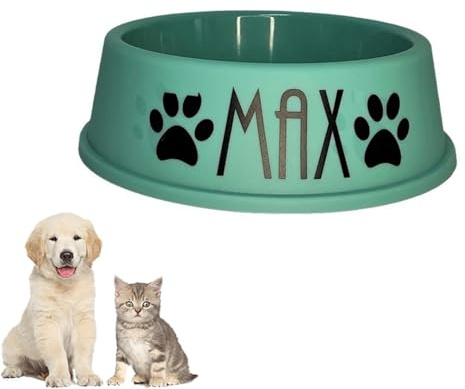 HDLOVE Benutzerdefinierte Haustier Schalen Mit Namen, Personalisierte Hundenapf/Katzennapf, Personalisierte Hundefutter Wasserschalen, Kunststoff-Futterschale Für Große/Kleine/Hund/Katze(Green)