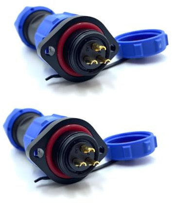 2 connettori SP17 a 3 poli, connettore per aeronautica, IP68, maschio e femmina femmina, connettore a 3 pin, 2 fori, flangia, montaggio a piastra, impermeabile, 500 V, 10 A