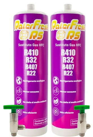 Ralerfresh RS R410, R32, R407 e R22 refrigerante per condizionatore tipo Split (2 bottiglie + chiavi)