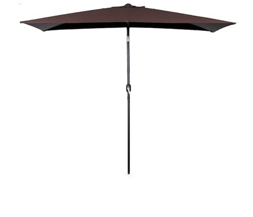 YAVYAV Parasol De Terrasse 250 × 130 Cm Avec Élévateur, Parasol D'extérieur Demi-rectangulaire, Contre Un Mur, Pour Patio, Balcon, Jardin, Terrasse,(Coffee)