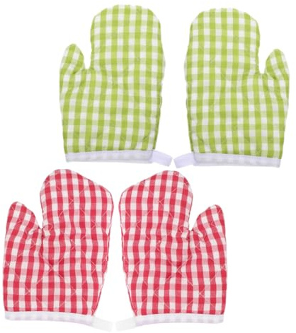 TOPPERFUN 2 Pairs Heat-resistant Kitchen Oven Gloves with Hanging Rope, Polyester Microwave Gloves, One Size Fits, for Cooking and Baking Protection