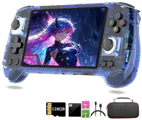 RG556 Retro Handheld Game Console 128G with 4000+Games, 5.48Inch AMOLED Touch Screen Android 13 Arcade Handheld Gaming Console for Adult (with Case)