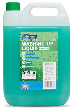 EasyClean Washing Up Liquid 5L Refill - Fresh Lemon Fragrance Non Bio & Skin Sensitive Friendly Dish Wash Cleaner Plant Based & Cruelty Free - Kitchens Cleaning Products