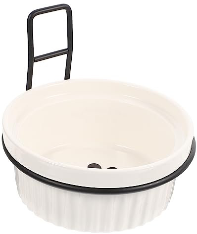INOOMP 1set Hanging Pet Food Bowl Removable Design Wall-mounted Ceramic Cat Feeder Non-tip Pet Bowl for Cats and Dogs Easy Installation Wall Bracket