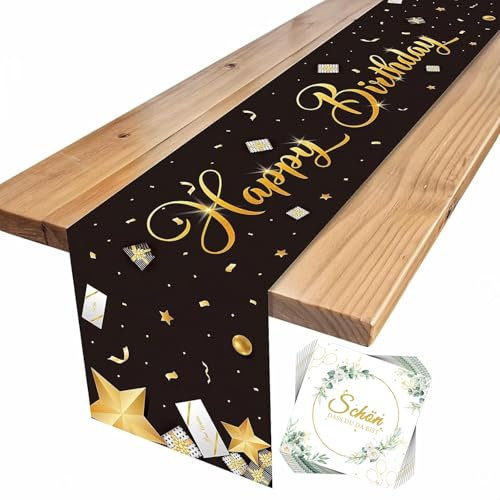 Tischläufer Geburtstag Deko Geburtstagsdeko: Tischdeko für Männer, Frauen & Kinder – Happy Birthday Tischdecke für Mädchen, Jungen & Erwachsene Geburtstag Party 183x35cm