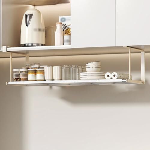 Peakjune Panier de Rangement Suspendu réglable en Acier au Carbone,Panier de Rangement Extensible sous étagère,Panier à Tiroir Coulissant Suspendu,Polyvalent,pour Rangement organisé