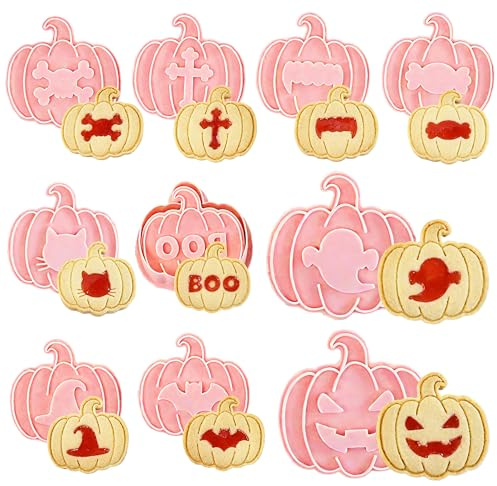 YeahBoom 10 Piezas Moldes Galletas Halloween,Cortadores de galletas de Halloween 3D,Juego de moldes para galletas,Moldes para Galletas,Cortadores de Galletas