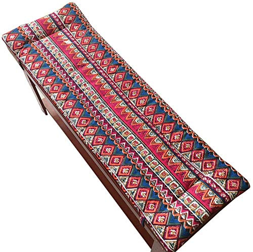 Outdoor/Indoor Bankauflage 100x30cm - Red Beer Garden Cushion & Comfortable Seat Pad with Elastic Straps for Picnic Tables Padded Bierbank Cover