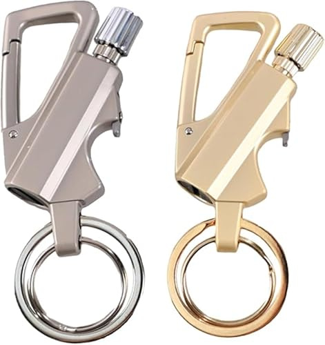Permanent Match Infinity Lighter, Multitool Bottle Opener, Cool Trench Lighter with Multitool Keychain Bottle Opener,Reusable Waterproof Match Strike Anywhere,for Outdoor (Gold+Sliver)