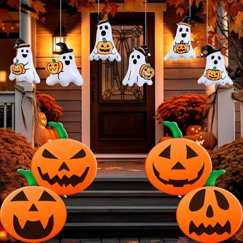 TaoQ C 10 Pezzi 40 cm, 22 cm palloncini gonfiabili di Halloween Decorazioni fantasma zucca gonfiabile di Halloween per arredamento della casa di giardino della festa dell'orrore della casa infestata