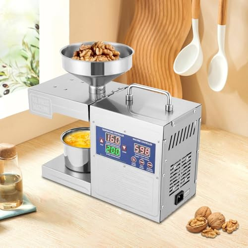 Lissontine Mise à Niveau Presse à Huile Professionnelle Pressoir à Huile Automatique Electric Oil Press Machine Extracteur Huile Essentielles Machine Extraction Huile à Chaud/Froide Home820W