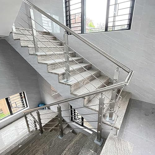 Kit de sistema de barandilla de cable con pasamanos de metal para cubiertas, escaleras, balcón, patio, jardín, piscina, elegante solución de seguridad