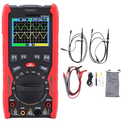 Denash Multímetro de Osciloscopio Digital 3 en 1 Portátil, Voltaje de CC 20,000mv ~ 1000V, con Ancho de Banda de 70MHz, Tasa de Muestreo de 200 Ms/s, para Medición Electrónica,